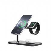 Qi 15w Fast Charge 3 in 1 Wireless Charger Station Double 15W Desktop Magnetic Wireless Charger