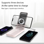 New foldable wireless charge with 10000 mah light mirror power pack 15W quick charge portable power supply